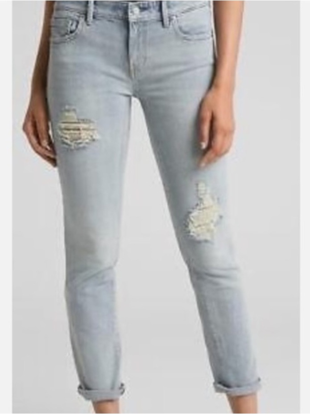 Gap Denim Women Size 29 Blue Light Wash Mid Rise Destructed Girlfriend Jeans